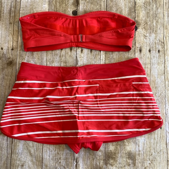 Athleta Encinitas red two piece swim skirt Sz M - Picture 2 of 5